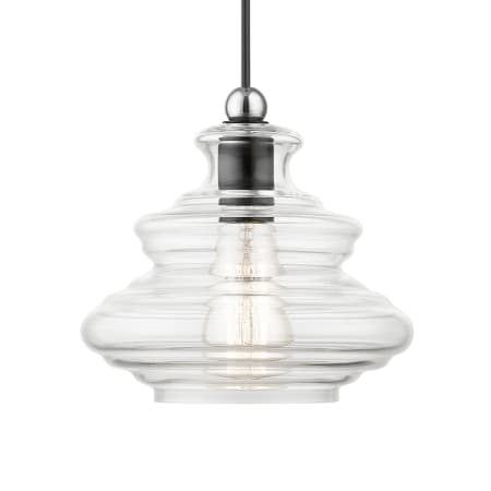 Livex Lighting Everett 9" Wide Mini Pendant Shiny Black / Chrome