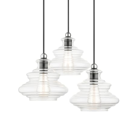 Livex Lighting Everett 3 Light 20" Wide Multi Light Pendant Shiny Black / Chrome