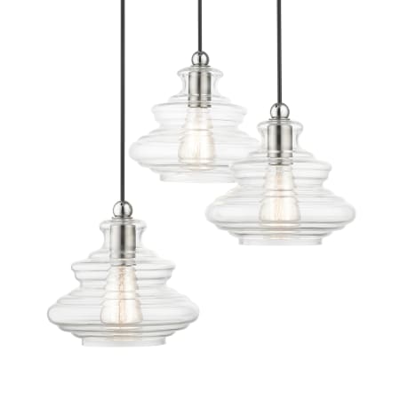 Livex Lighting Everett 3 Light 20" Wide Multi Light Pendant Brushed Nickel / Chrome