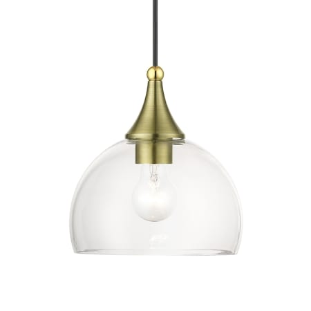 Livex Lighting Glendon 8" Wide Mini Pendant Antique Brass / Polished Brass