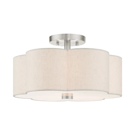 Livex Lighting Solstice 3 Light 15" Wide Semi-Flush Ceiling Fixture Brushed Nickel