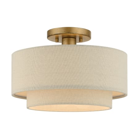 Livex Lighting Bellingham 13" Wide Semi-Flush Drum Ceiling Fixture Antique Gold Leaf