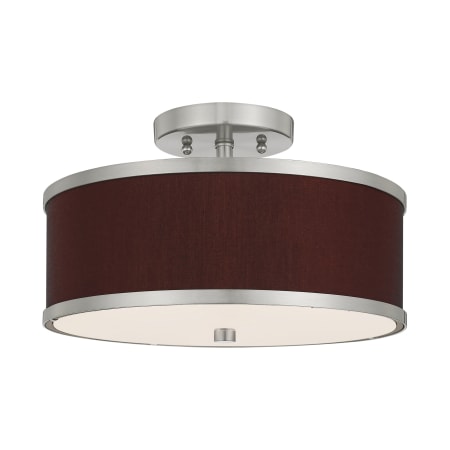 Livex Lighting Park Ridge 2 Light 13" Wide Semi-Flush Drum Ceiling Fixture Brushed Nickel