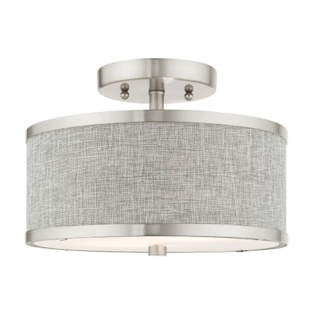 Livex Lighting Park Ridge 2 Light 11" Wide Semi-Flush Drum Ceiling Fixture Brushed Nickel