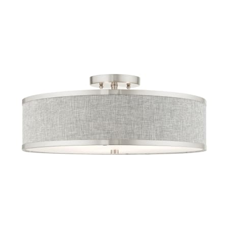 Livex Lighting Park Ridge 3 Light 18" Wide Semi-Flush Drum Ceiling Fixture Brushed Nickel