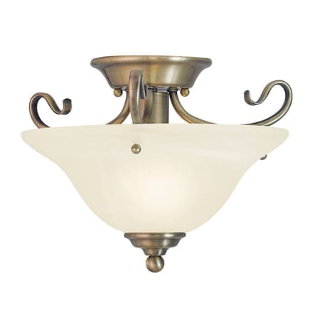 Livex Lighting Coronado 1 Light Semi-Flush Ceiling Fixture Antique Brass