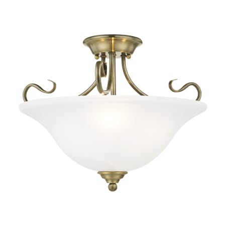 Livex Lighting Coronado 3 Light Semi-Flush Ceiling Fixture Antique Brass
