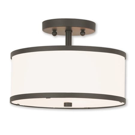 Livex Lighting Park Ridge 2 Light 11" Wide Semi Flush Drum Ceiling Fixture Bronze