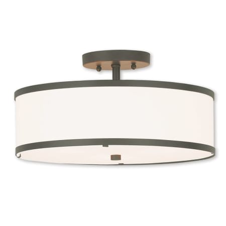 Livex Lighting Park Ridge 3 Light 15" Wide Semi Flush Drum Ceiling Fixture Bronze