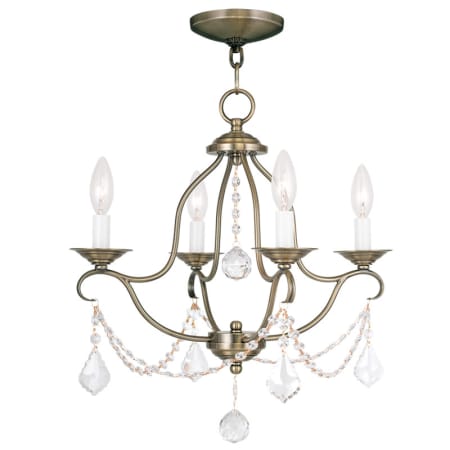 Livex Lighting Chesterfield 4 Light 1 Tier Chandelier with Crystal Accents Antique Brass