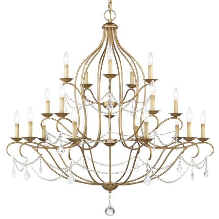Livex Lighting Chesterfield 12 Light 3 Tier Chandelier with Crystal Accents Antique Gold Leaf