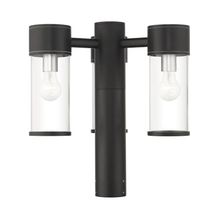 Livex Lighting Atlantic 3 Light 18" Tall Post Light Textured Black / Antique Silver