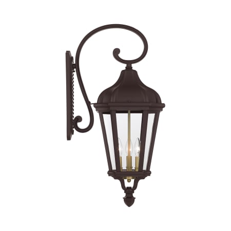 Livex Lighting Morgan 3 Light 29" Tall Outdoor Wall Sconce with Glass Panel Shades Bronze
