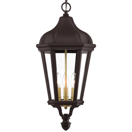 Livex Lighting Morgan 3 Light 11" Wide Pendant with Glass Panel Shades Bronze