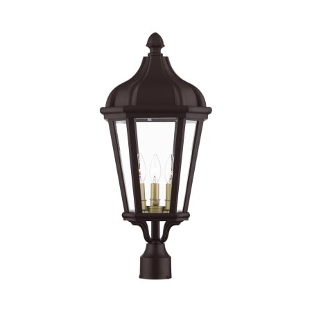 Livex Lighting Morgan 3 Light 25" Tall Post Light Bronze / Antique Gold Finish Cluster