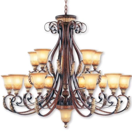 Livex Lighting Villa Verona 15 Light 2 Tier Chandelier Verona Bronze with Aged Gold Leaf Accents