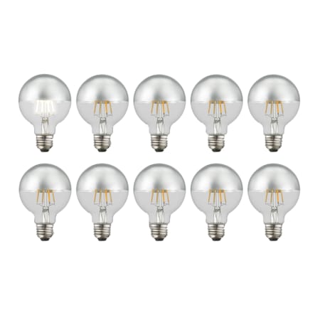Livex Lighting Pack of (10) 7.7 Watt Vintage Edison Dimmable G25 Medium (E26) LED Bulbs - 800 Lumens, 3000K, and 90CRI Silver Top Clear