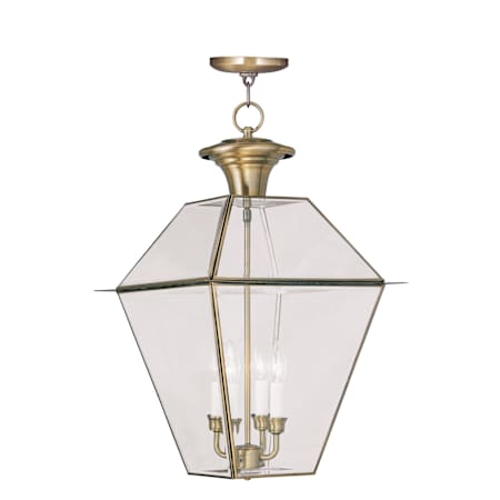 Livex Lighting Westover Outdoor Pendant with 4 Lights Antique Brass