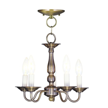 Livex Lighting Williamsburg Convertible 5 Light Single Tier Chandelier / Semi Flush Ceiling Mount Antique Brass