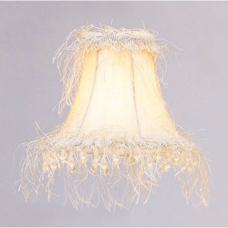 Off White Silk Bell Clip Shade with Corn Silk Fringe and Beads