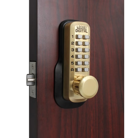 Lockey Keyless Entry Single Combination Mechanical Deadbolt with Deadlocking Spring Latch Satin Brass