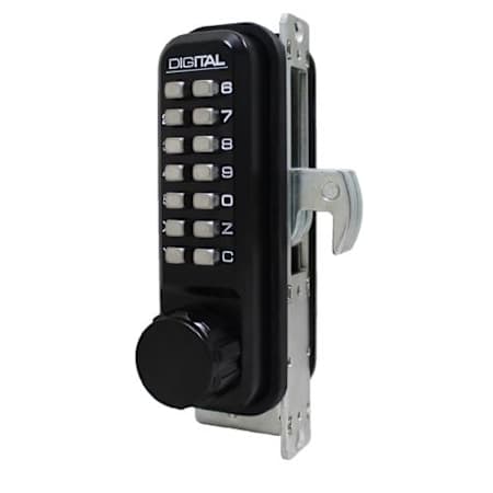 Lockey Mechanical Keyless Narrow Stile Hook Bolt Lock Jet Black