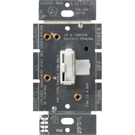 Lutron Ariadni 120 Volt 1.5 Ampere Quiet 3-Speed Single Pole/3-Way Ceiling Fan Control Switch White