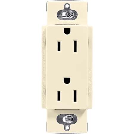 Lutron Claro 15A Duplex Receptacle, Decorator-Style Outlet Almond