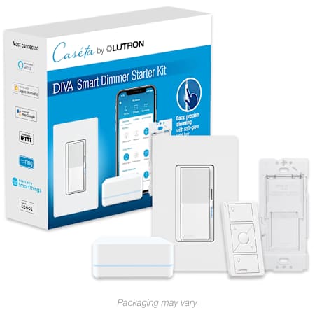 Lutron Caseta Smart Home Starter Kit with Dimmer, Remote, and Smart Hub White