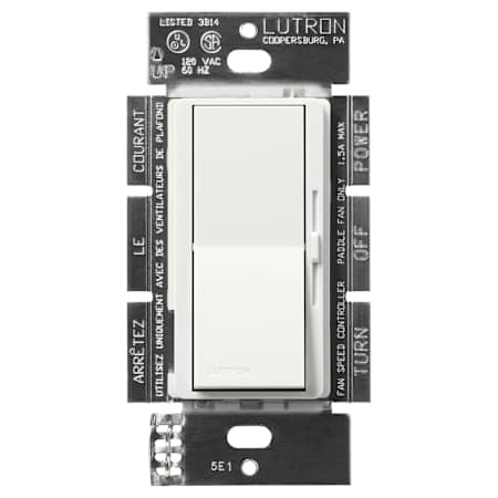 Lutron Diva 3-Speed Fan Control, 1.5A, Single Pole/3-Way, No Neutral Required, 120V Architectural White