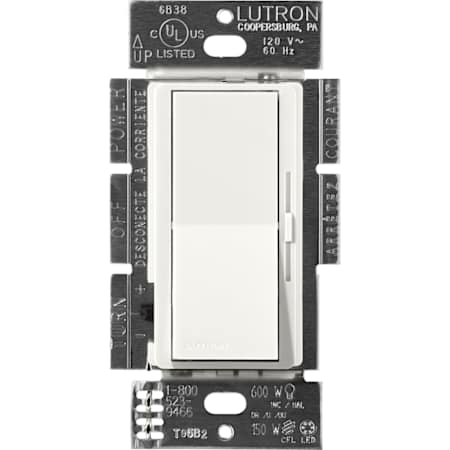 Lutron Diva 0-10V Dimmer Switch, 30mA Sink, 24V, Single-Pole/3-Way, Power Pack Required for 120V Switching Architectural White