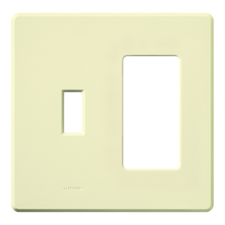 Lutron Fassada Single Rocker Switch and Single Toggle Switch Outlet Plate Almond