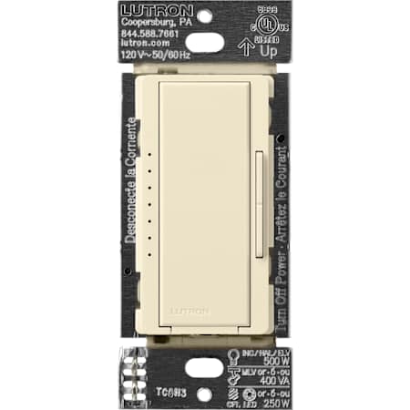 Lutron Maestro PRO LED+ Dimmer Switch, 250W LED/500W ELV/400VA MLV, Neutral Optional, Single Pole/Multi-Location, 120V Almond