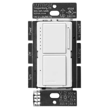 Lutron Maestro LED+ Dual Dimmer and Switch, 75W LED Bulbs, Single Pole White