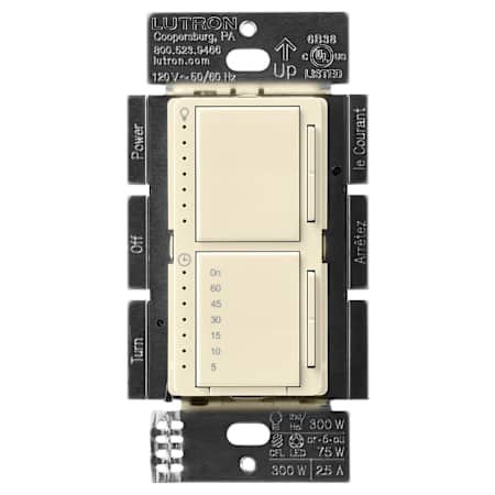 Lutron Maestro 75 Watt 2.5 Ampere Single Pole LED+ Dual 6-Level Dimmer and Timer Switch Almond