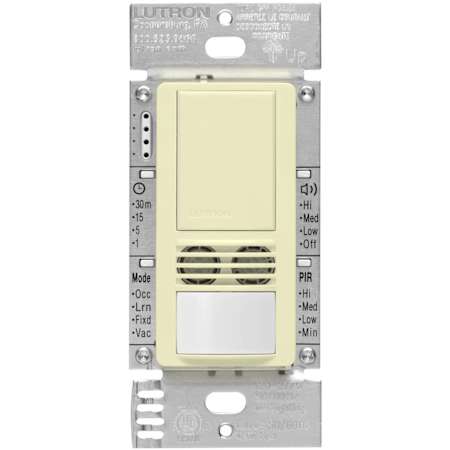 Lutron Maestro Dual-Tech Motion Sensor Switch, Vacancy Only, 6A, 120-277V, Single Pole/3-Way, Neutral Required Almond