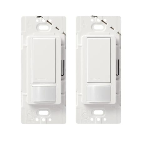 Lutron Maestro Motion Sensor Switch, Ground or Neutral Required, 2A Lighting, 120V, Single Pole 2-Pack White