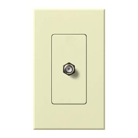 Lutron Nova T Coaxial Cable Jack wall plate Insert with Single Gang wall plate Almond