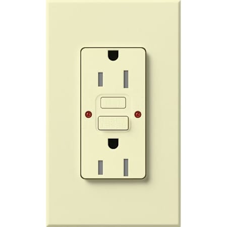 Lutron Architectural 15A Tamper-Resistant GFCI Duplex Receptacle, Self-Testing, 125V, Wall Plate Included Almond