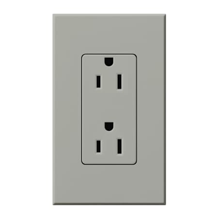 Lutron Architectural 15A Tamper-Resistant Duplex Receptacle, Wall Plate Included Gray
