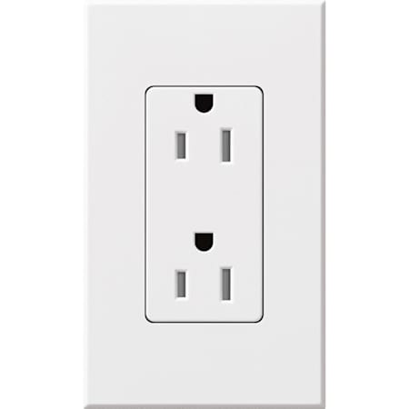 Lutron Architectural 15A Tamper-Resistant Duplex Receptacle, Wall Plate Included White