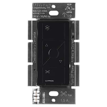 Lutron Caseta Original Smart Fan Speed Control Switch, 4-Speed, 1.5A Fan, Neutral Required, 120V Black