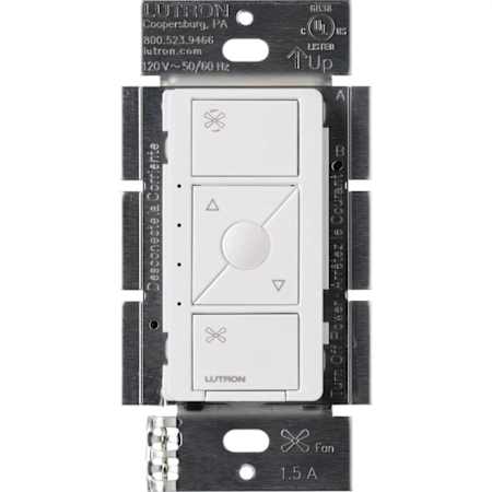 Lutron Caseta Original Smart Fan Speed Control Switch, 4-Speed, 1.5A Fan, Neutral Required, 120V White