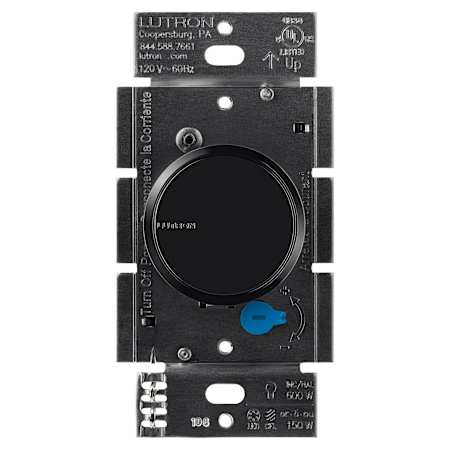 Lutron LutronDalia LED+ Rotary Dimmer Switch, with Soft Glow Locator Light, No Neutral Required, 150W LED, Single-Pole/3-Way Black