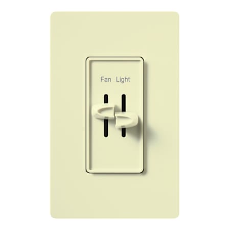 Lutron Skylark 120 Volt 300 Watt 2.5 Ampere Single Pole Dual Slide to Off Dimmer and Fully Variable Fan Control Almond