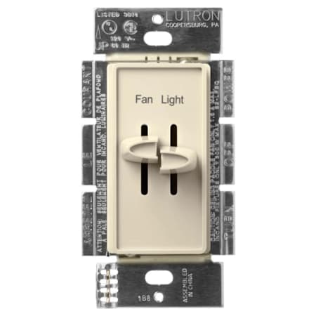 Lutron Skylark 120 Volt 300 Watt 1.5 Ampere Single Pole Dual Slide to Off Dimmer and Quiet 3 Speed Fan Control Almond