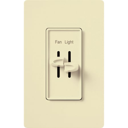 Lutron Skylark 120 Volt 300 Watt 1.5 Ampere Single Pole Dual Slide to Off Dimmer and Quiet 3 Speed Fan Control Almond