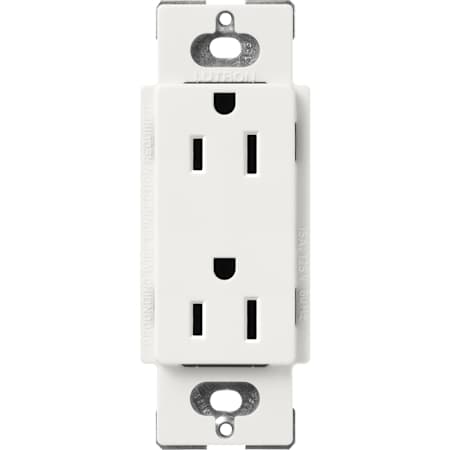 Lutron Claro 15A Duplex Receptacle, Decorator-Style Outlet Architectural White
