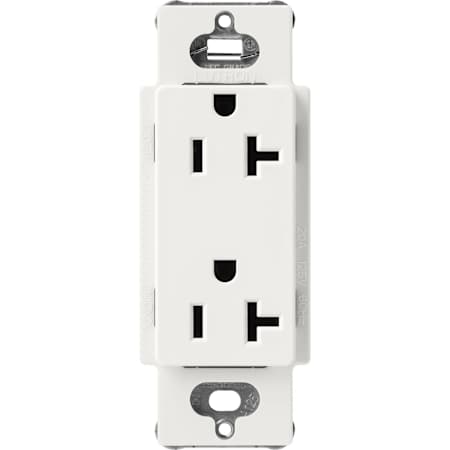 Lutron Claro 20 Ampere Duplex Decorator-Style Outlet Architectural White