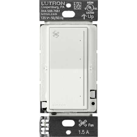 Lutron Sunnata Touch Fan Control, 4-Speed, 1.5A Paddle Fan, AC Motor, Single Pole, Neutral Required, 120V Architectural White